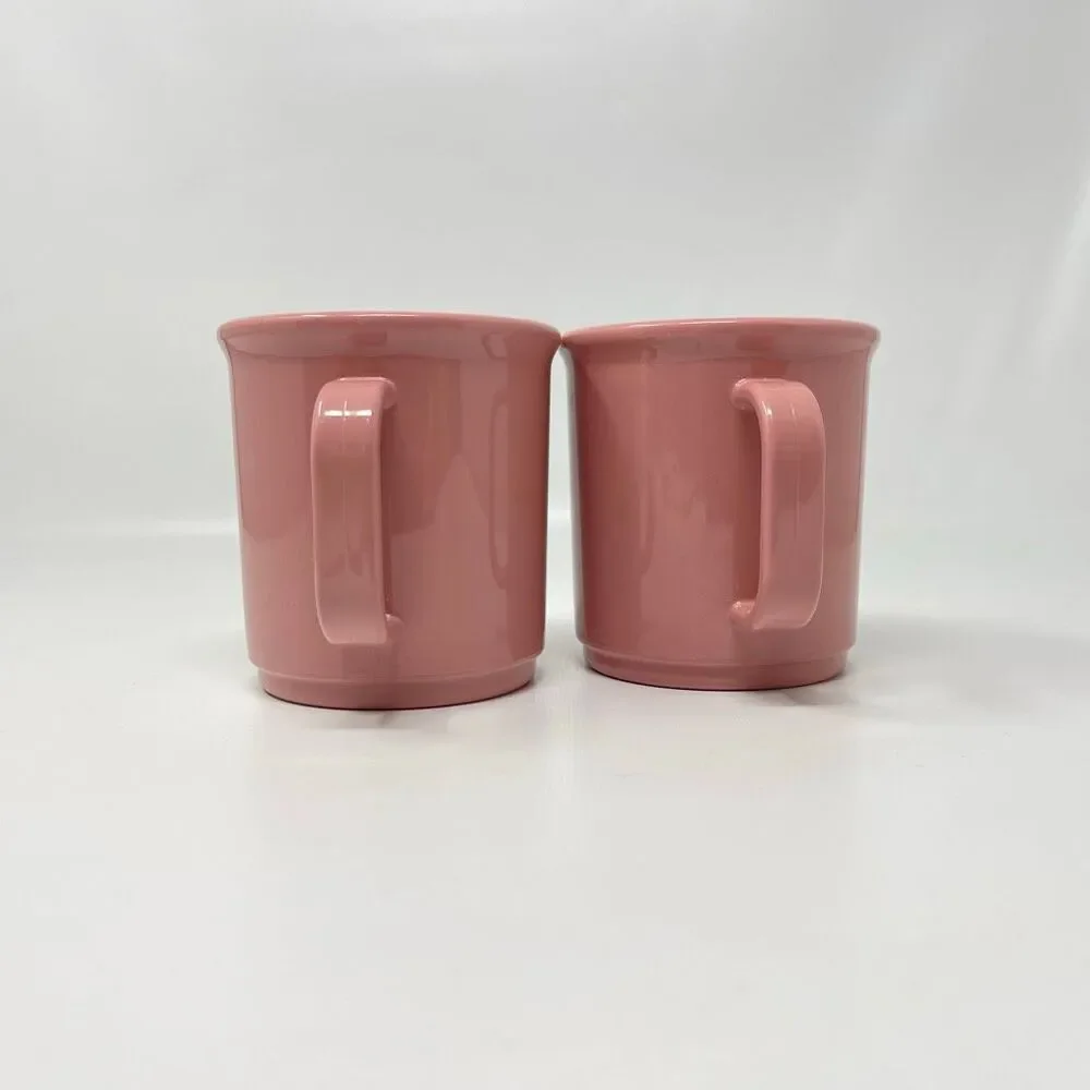 Rubbermaid Melamine Plastic Pink Dusty Rose 10 Ounce Coffee Cups #3813 Lot of 2